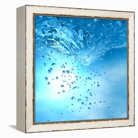 The Blue Underwater with Bubbles-Sergiy Serdyuk-Framed Premier Image Canvas