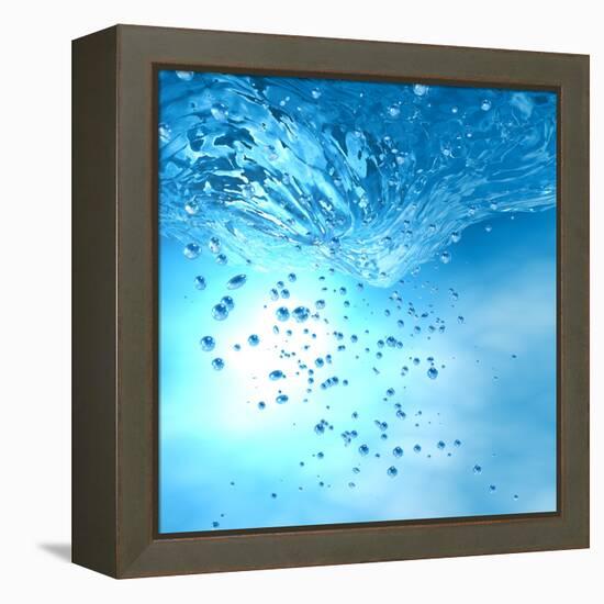 The Blue Underwater with Bubbles-Sergiy Serdyuk-Framed Premier Image Canvas