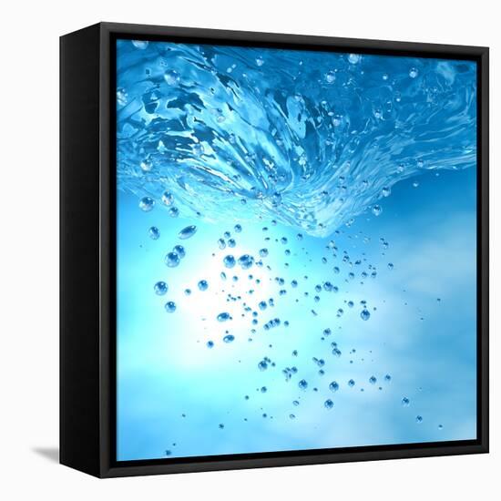 The Blue Underwater with Bubbles-Sergiy Serdyuk-Framed Premier Image Canvas