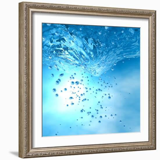 The Blue Underwater with Bubbles-Sergiy Serdyuk-Framed Photographic Print