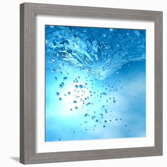 The Blue Underwater with Bubbles-Sergiy Serdyuk-Framed Photographic Print