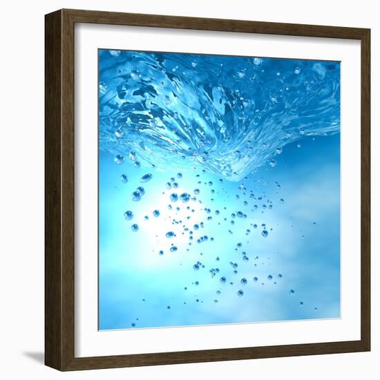 The Blue Underwater with Bubbles-Sergiy Serdyuk-Framed Photographic Print