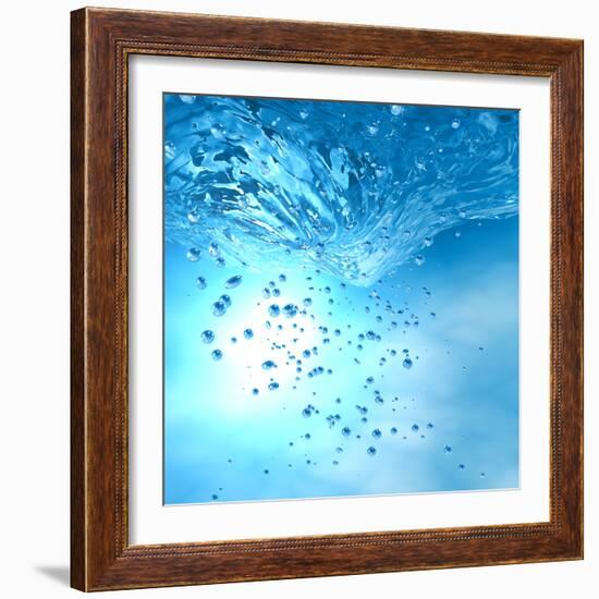 The Blue Underwater with Bubbles-Sergiy Serdyuk-Framed Photographic Print