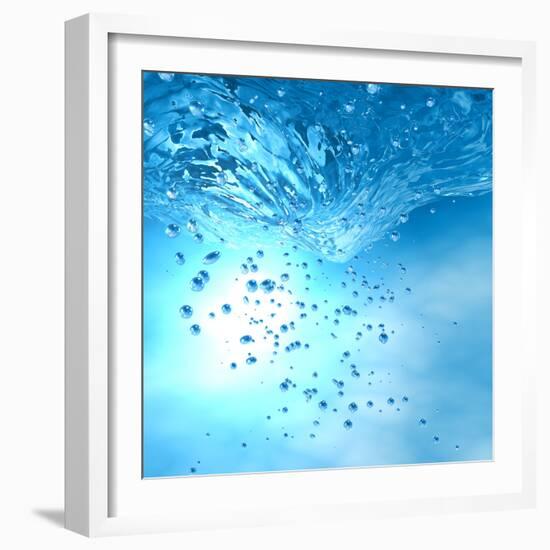 The Blue Underwater with Bubbles-Sergiy Serdyuk-Framed Photographic Print