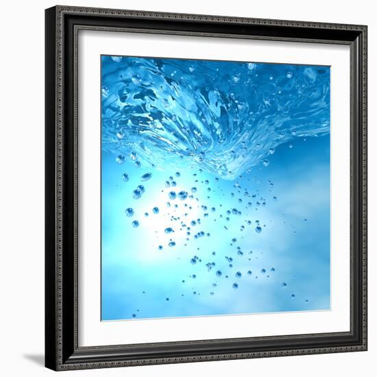 The Blue Underwater with Bubbles-Sergiy Serdyuk-Framed Photographic Print