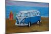 The Blue Volkswagen Bulli Surf Bus with Surf Board-Martina Bleichner-Mounted Art Print