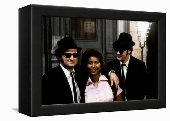 THE BLUES BROTHERS, 1980 directed by JOHN LANDIS Aretha Franklin between John Belushi and Dan Aykro-null-Framed Stretched Canvas