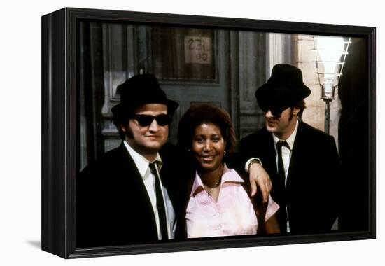 THE BLUES BROTHERS, 1980 directed by JOHN LANDIS Aretha Franklin between John Belushi and Dan Aykro-null-Framed Stretched Canvas