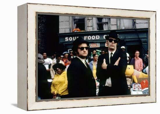 THE BLUES BROTHERS, 1980 directed by JOHN LANDIS John Belushi and Dan Aykroyd (photo)-null-Framed Stretched Canvas