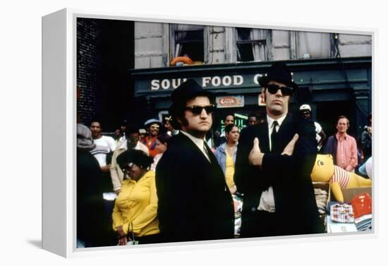 THE BLUES BROTHERS, 1980 directed by JOHN LANDIS John Belushi and Dan Aykroyd (photo)-null-Framed Stretched Canvas