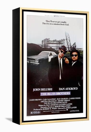 THE BLUES BROTHERS, 1980 directed by JOHN LANDIS John Belushi and Dan Aykroyd (photo)-null-Framed Stretched Canvas