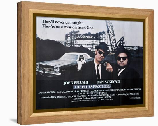 THE BLUES BROTHERS, 1980 directed by JOHN LANDIS John Belushi and Dan Aykroyd (photo)-null-Framed Stretched Canvas