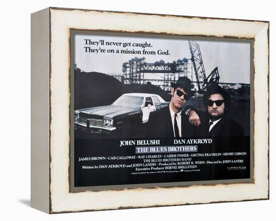 THE BLUES BROTHERS, 1980 directed by JOHN LANDIS John Belushi and Dan Aykroyd (photo)-null-Framed Stretched Canvas