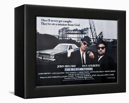 THE BLUES BROTHERS, 1980 directed by JOHN LANDIS John Belushi and Dan Aykroyd (photo)-null-Framed Stretched Canvas