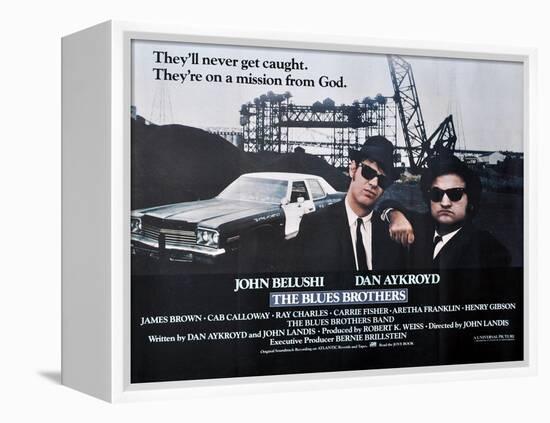 THE BLUES BROTHERS, 1980 directed by JOHN LANDIS John Belushi and Dan Aykroyd (photo)-null-Framed Stretched Canvas