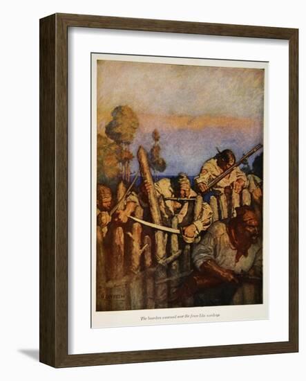 The boarders swarmed over the fence like monkeys, an illustration from 'Treasure Island' by Robert-Newell Convers Wyeth-Framed Giclee Print