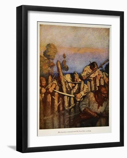 The boarders swarmed over the fence like monkeys, an illustration from 'Treasure Island' by Robert-Newell Convers Wyeth-Framed Giclee Print