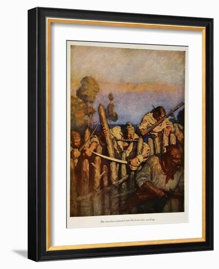 The boarders swarmed over the fence like monkeys, an illustration from 'Treasure Island' by Robert-Newell Convers Wyeth-Framed Giclee Print