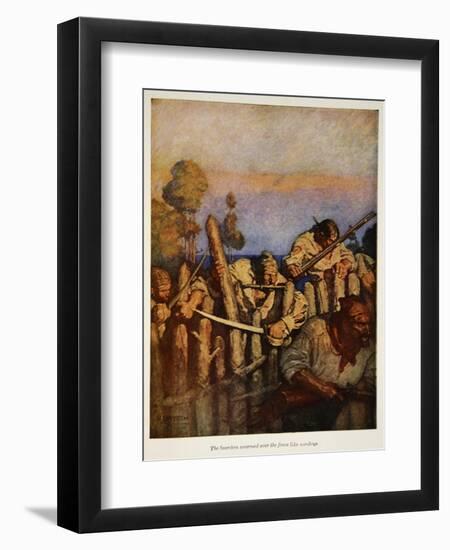 The boarders swarmed over the fence like monkeys, an illustration from 'Treasure Island' by Robert-Newell Convers Wyeth-Framed Giclee Print