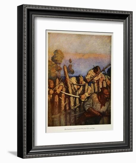 The boarders swarmed over the fence like monkeys, an illustration from 'Treasure Island' by Robert-Newell Convers Wyeth-Framed Giclee Print