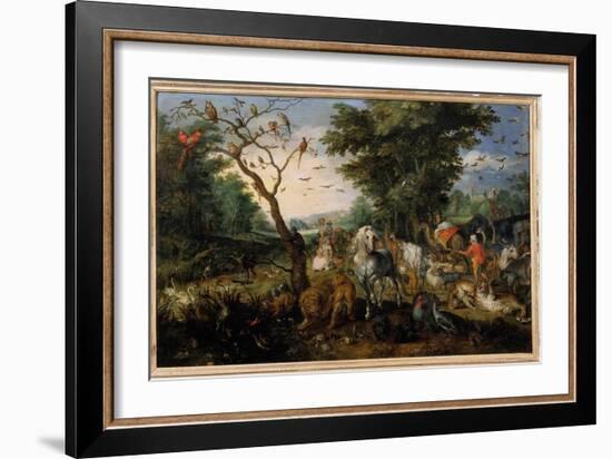 The Boarding of Animals in the Ark of Noe, 17Th Century (Oil on Canvas)-Jan the Elder Brueghel-Framed Giclee Print