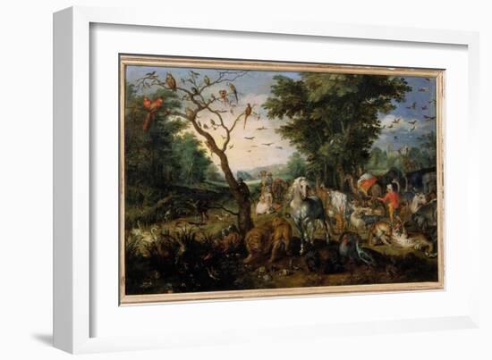 The Boarding of Animals in the Ark of Noe, 17Th Century (Oil on Canvas)-Jan the Elder Brueghel-Framed Giclee Print