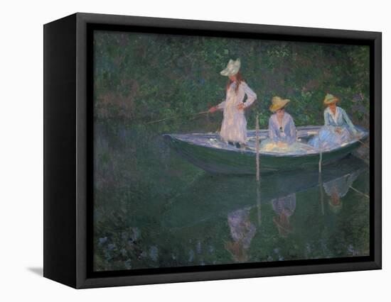 The Boat at Giverny (Or) the Norwegians, the Three Daughters of Mme. Hoschede-Claude Monet-Framed Premier Image Canvas