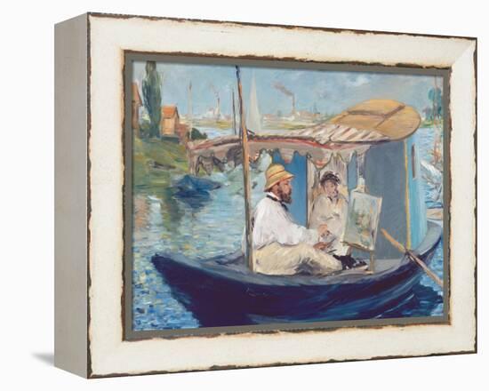 The Boat, (Claude Monet in His Floating Studio), 1874-Edouard Manet-Framed Premier Image Canvas