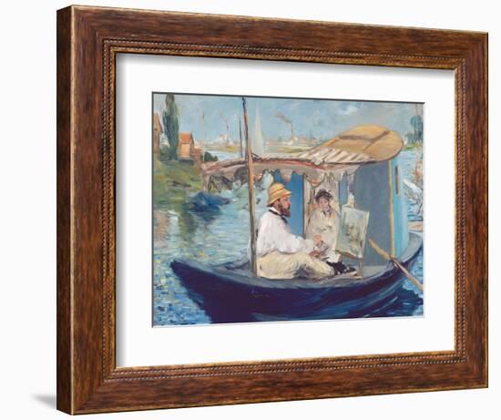 The Boat, (Claude Monet in His Floating Studio), 1874-Edouard Manet-Framed Giclee Print