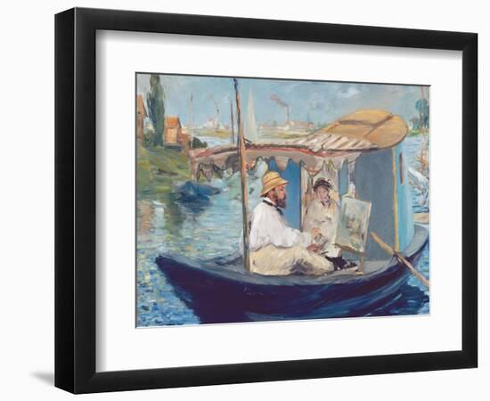 The Boat, (Claude Monet in His Floating Studio), 1874-Edouard Manet-Framed Giclee Print