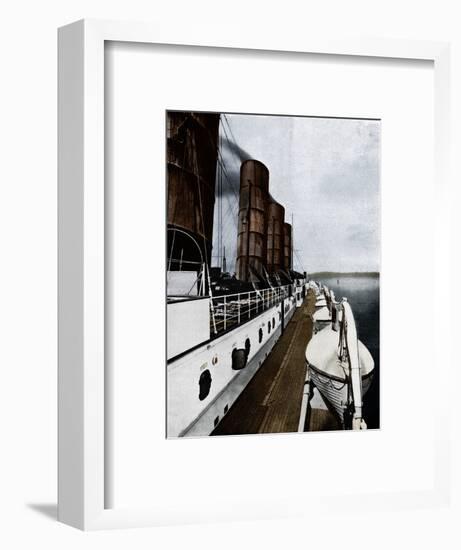 'The boat deck of the Lusitania, showing lifeboats', 1915-Unknown-Framed Photographic Print