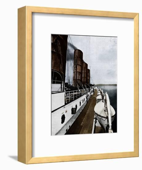 'The boat deck of the Lusitania, showing lifeboats', 1915-Unknown-Framed Photographic Print
