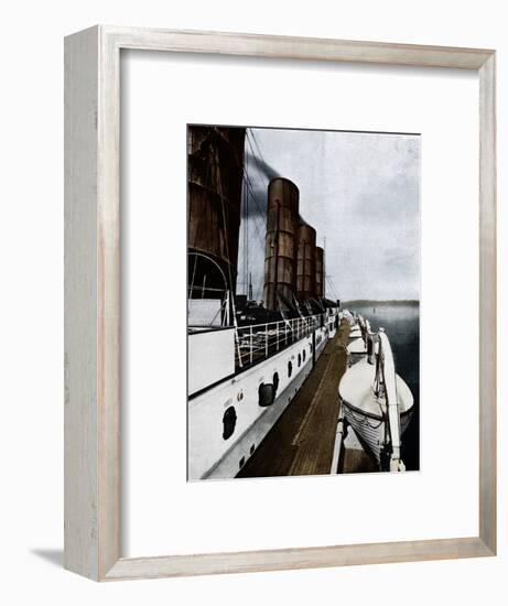 'The boat deck of the Lusitania, showing lifeboats', 1915-Unknown-Framed Photographic Print