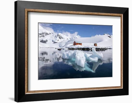 The boat house at the Argentine Research Station Base Brown, Paradise Bay, Antarctica-Michael Nolan-Framed Photographic Print