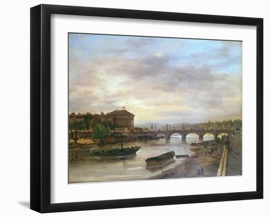 The Boat of St. Cloud before the Concorde in 1826 (Oil on Canvas)-Giuseppe Canella-Framed Giclee Print