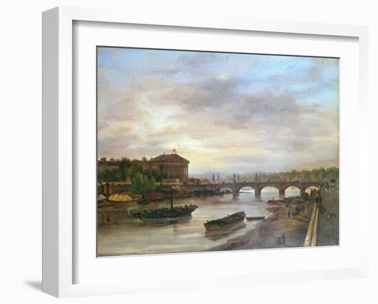 The Boat of St. Cloud before the Concorde in 1826 (Oil on Canvas)-Giuseppe Canella-Framed Giclee Print