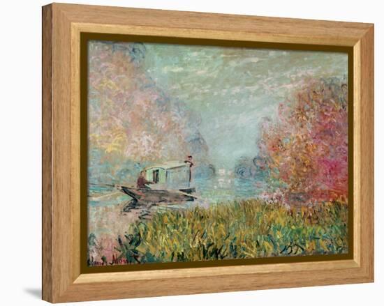 The Boat Studio on the Seine, 1875-Claude Monet-Framed Premier Image Canvas