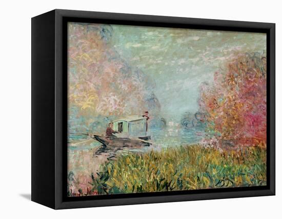 The Boat Studio on the Seine, 1875-Claude Monet-Framed Premier Image Canvas