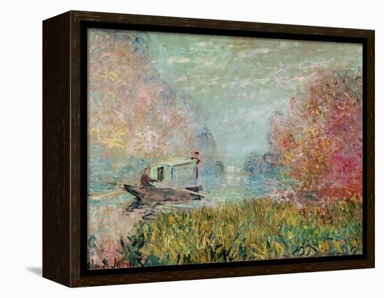 The Boat Studio on the Seine, 1875-Claude Monet-Framed Premier Image Canvas