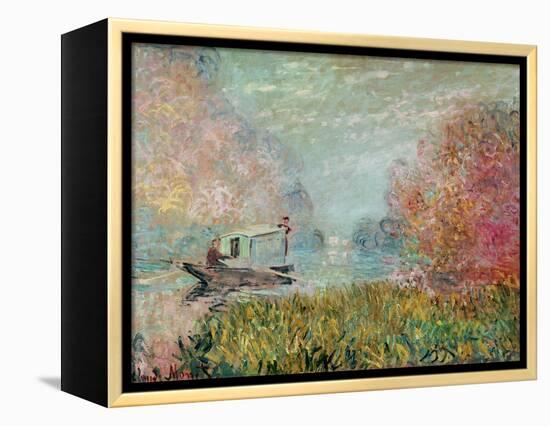 The Boat Studio on the Seine, 1875-Claude Monet-Framed Premier Image Canvas