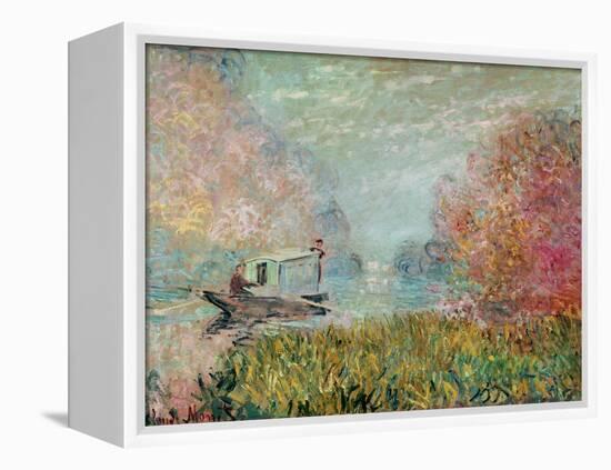 The Boat Studio on the Seine, 1875-Claude Monet-Framed Premier Image Canvas