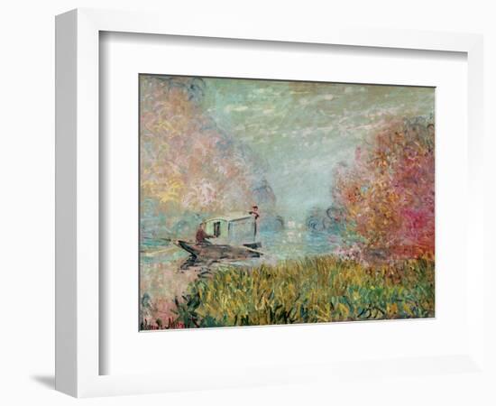 The Boat Studio on the Seine, 1875-Claude Monet-Framed Premium Giclee Print