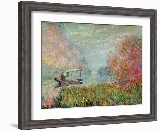 The Boat Studio on the Seine, 1875-Claude Monet-Framed Giclee Print