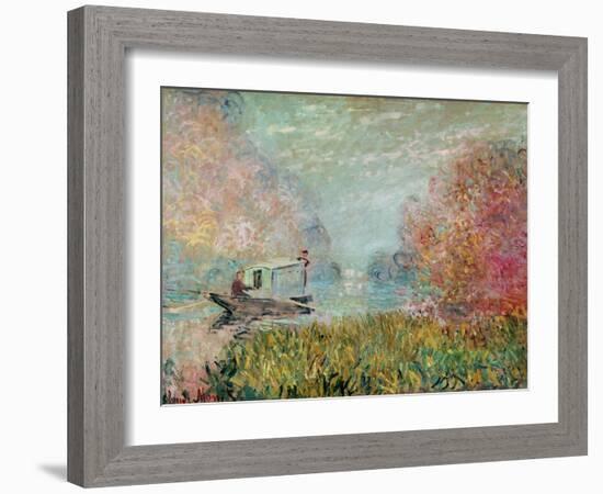 The Boat Studio on the Seine, 1875-Claude Monet-Framed Giclee Print