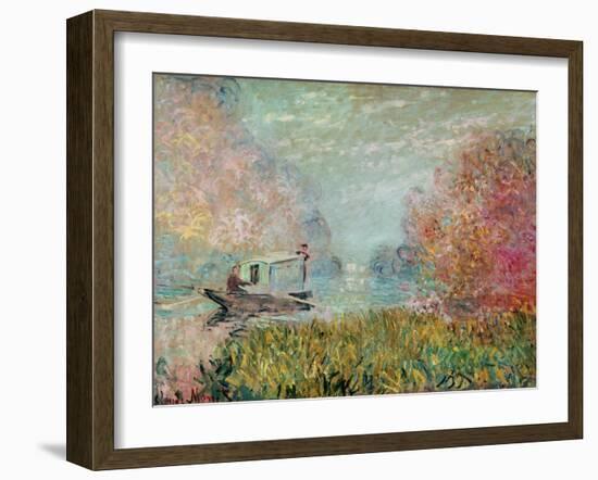 The Boat Studio on the Seine, 1875-Claude Monet-Framed Giclee Print