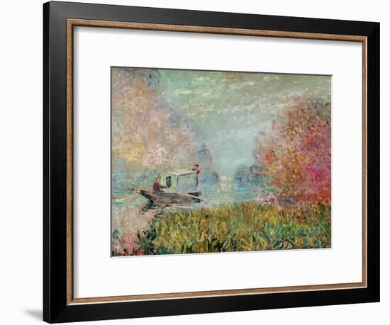 The Boat Studio on the Seine, 1875-Claude Monet-Framed Giclee Print