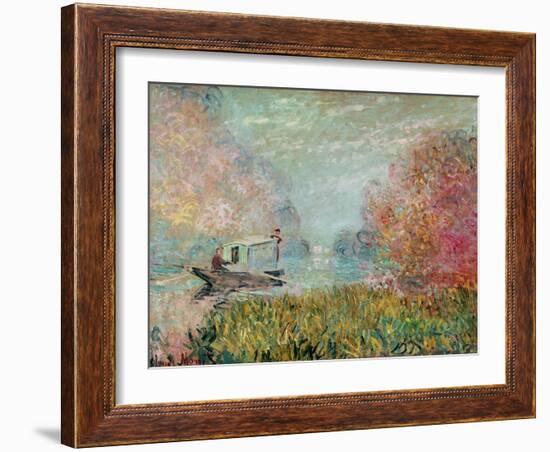 The Boat Studio on the Seine, 1875-Claude Monet-Framed Giclee Print