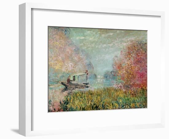 The Boat Studio on the Seine, 1875-Claude Monet-Framed Giclee Print