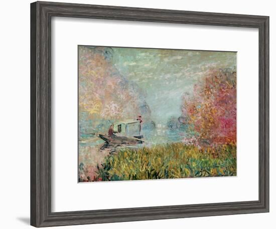 The Boat Studio on the Seine, 1875-Claude Monet-Framed Giclee Print