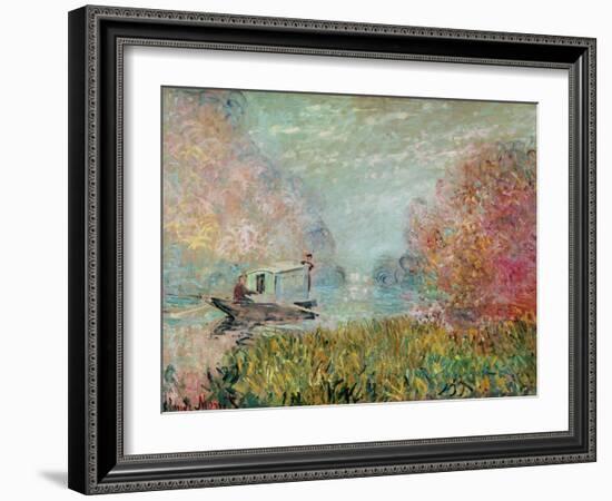 The Boat Studio on the Seine, 1875-Claude Monet-Framed Giclee Print